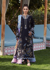 Wes by Farah Talib Embroidered Lawn Suits Unstitched 3 Piece FTA25WL FTA-05 Belle Black - Luxury Collection