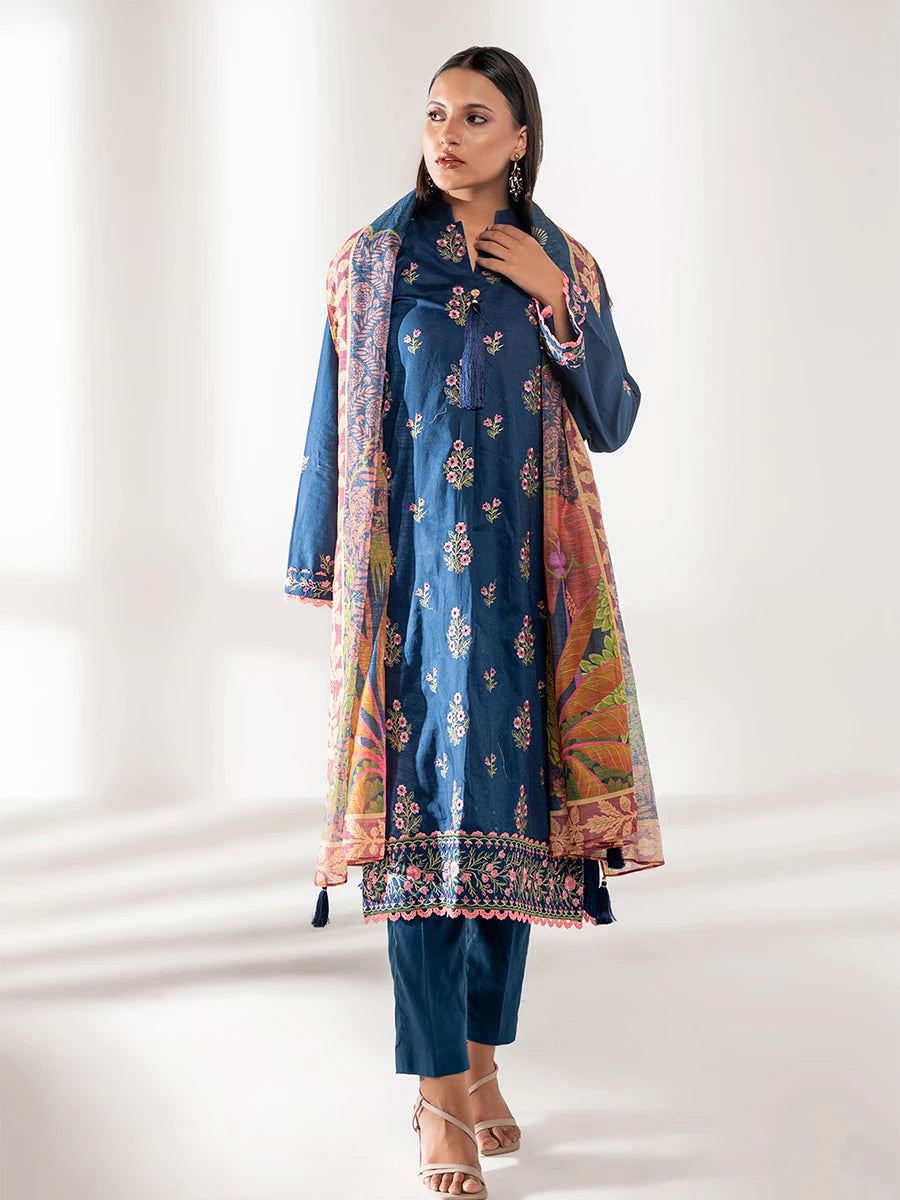 Mina By Salitex Embroidered Lawn Suit Unstitched 3 Piece SUNS24ALM034UT - Summer Collection