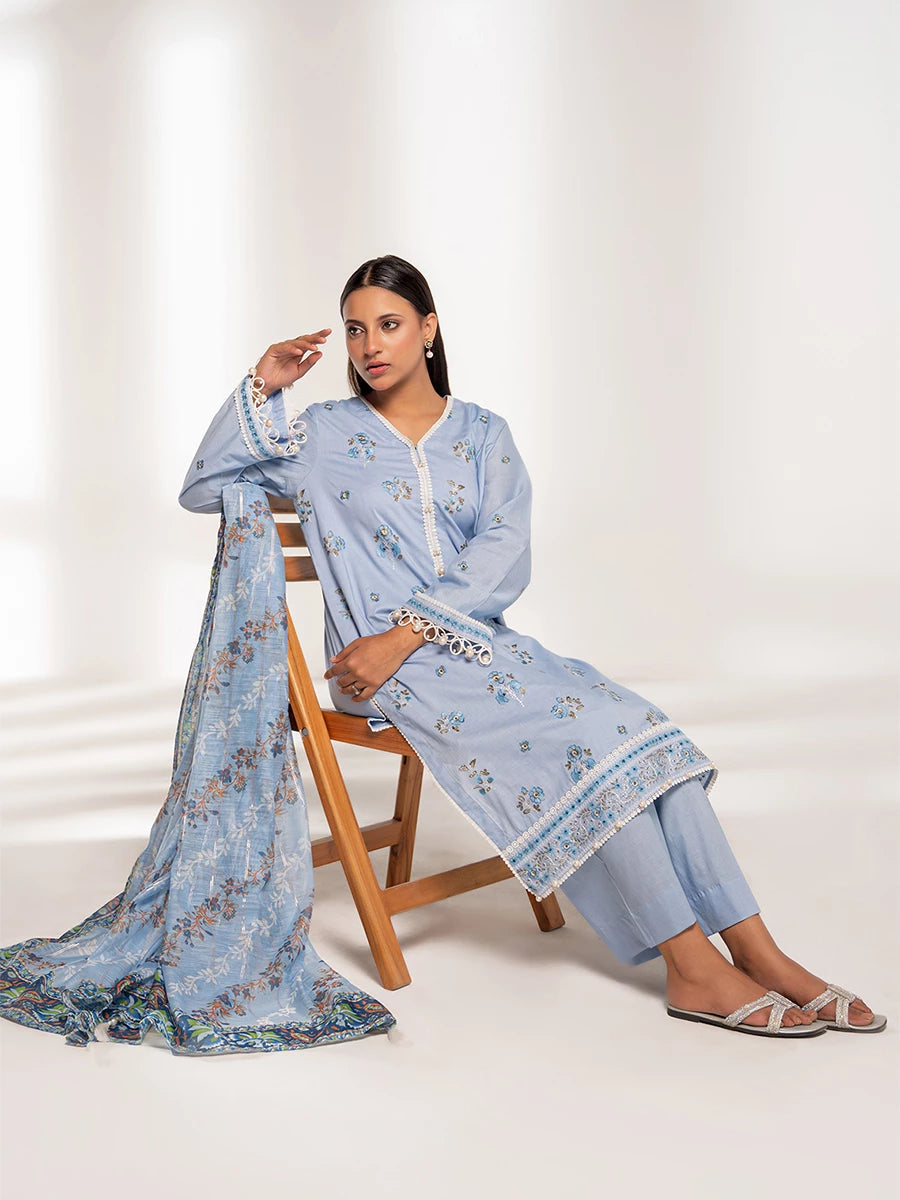 Mina By Salitex Embroidered Lawn Suit Unstitched 3 Piece SUNS24ALM030UT - Summer Collection