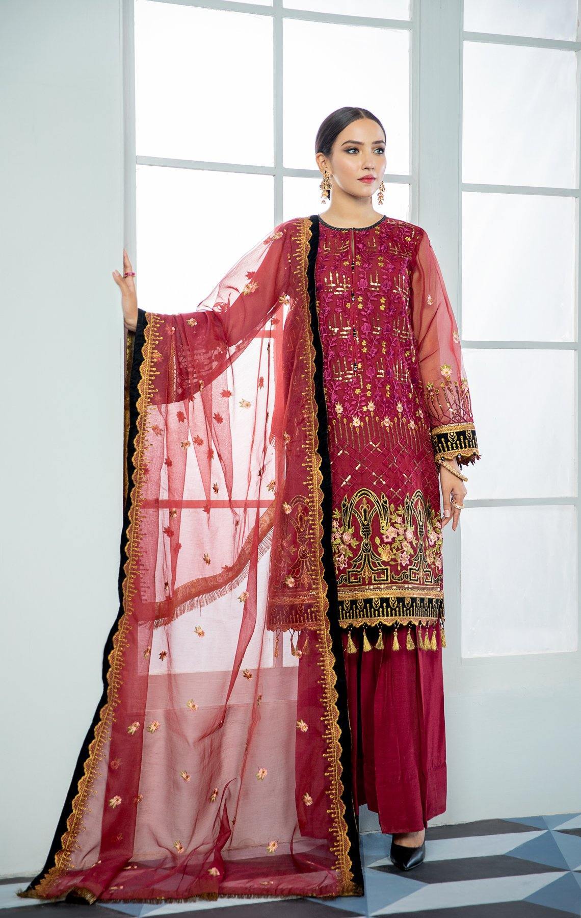 ALIZEH CHIFFON'21 - Surkh