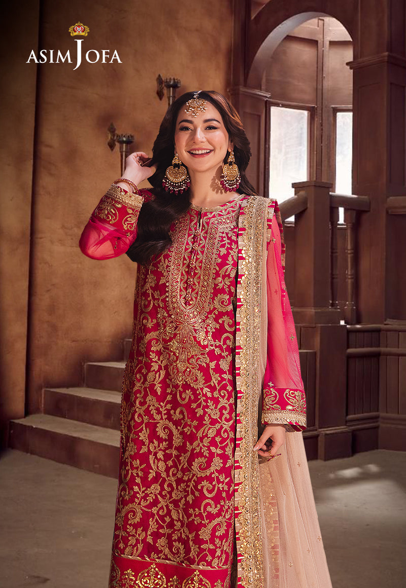 Chamkeeli By Asim Jofa Embroidered Net Suit Unstitched 3 Piece AJ24CF AJKK-14 - Festive Collection