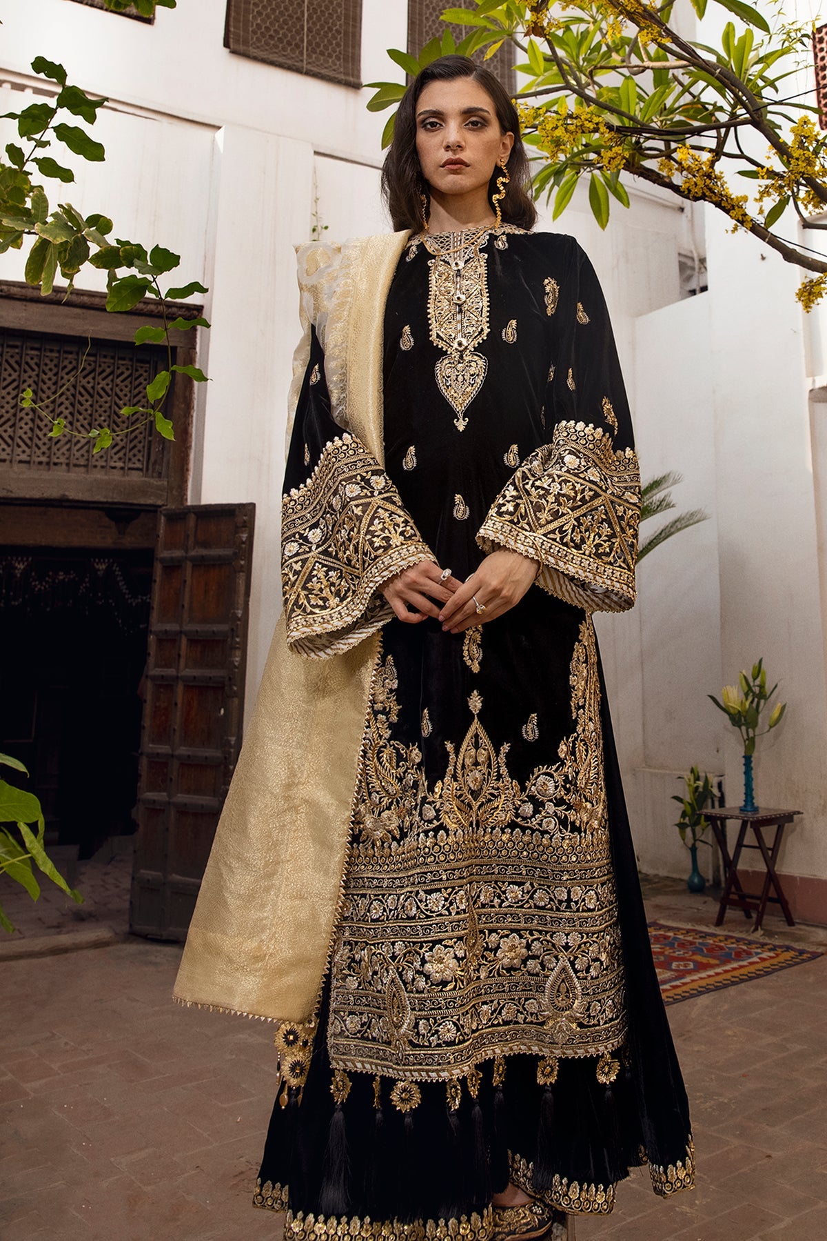 Anaya Embroidered Velvet Suits Unstitched 3 Piece AKC22WD AKW22-06 Halime - Wedding Collection
