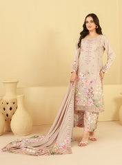 Tawakkal Fabrics Embroidered Staple Digital Print Suits Unstitched 3 Piece (Cutwork Dupatta) - D-4434 - Farda