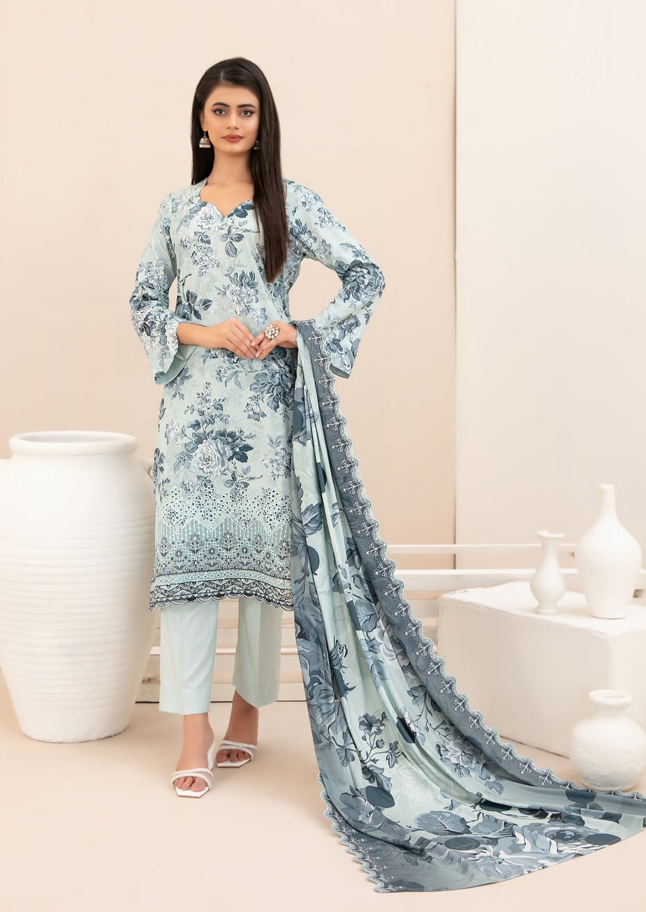Tawakkal Fabrics Embroidered Staple Digital Print Suits Unstitched 3 Piece (Cutwork Dupatta) - D-4513 - Misbah