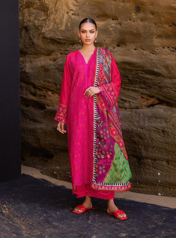 Zainab Chottani Chikankari Lawn Suits Unstitched 3 Piece ZC24CL D-6B Laali - Summer Collection-