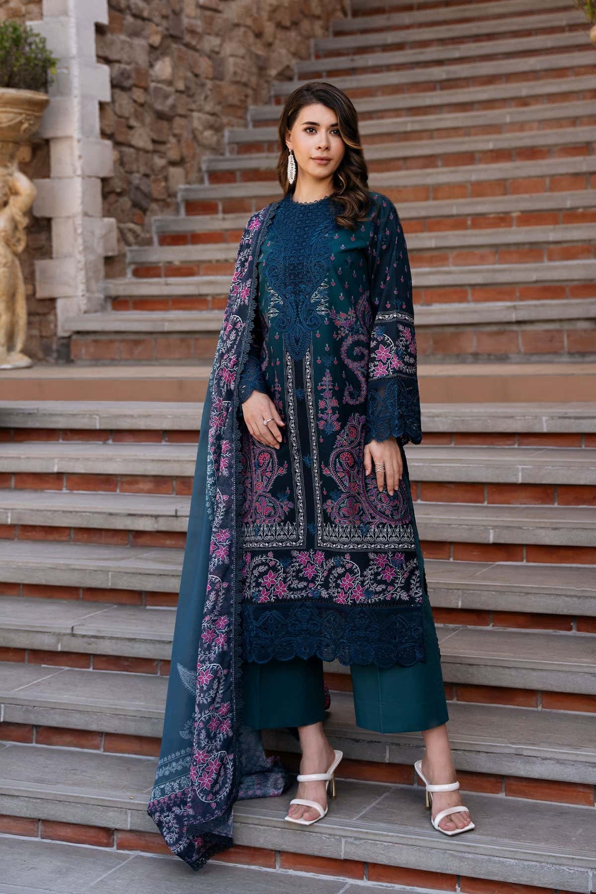 Afrozeh Embroidered Lawn Suit Unstitched 3 Piece AF25DH D-10 Azrina B - Summer Collection