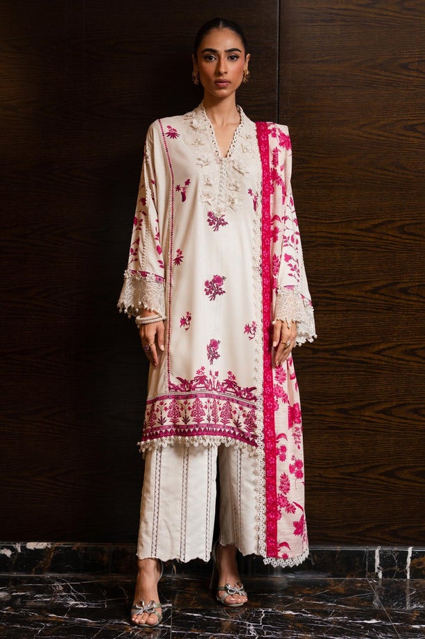 Sana Safinaz Embroidered Slub Suits Unstitched 3 Piece SS23MZ-V3 10A - Winter Collection