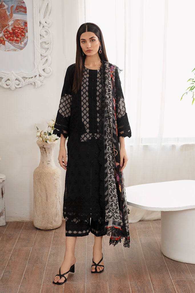 Charizma Unstitched 3Pc Embroidered Lawn With Chiffon Dupatta - CM23-05