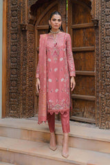 Qalamkar Embroidered Leather Peach Suits Unstitched 3 Piece QLM23LW SC-04 Allesia - Luxury Winter Collection