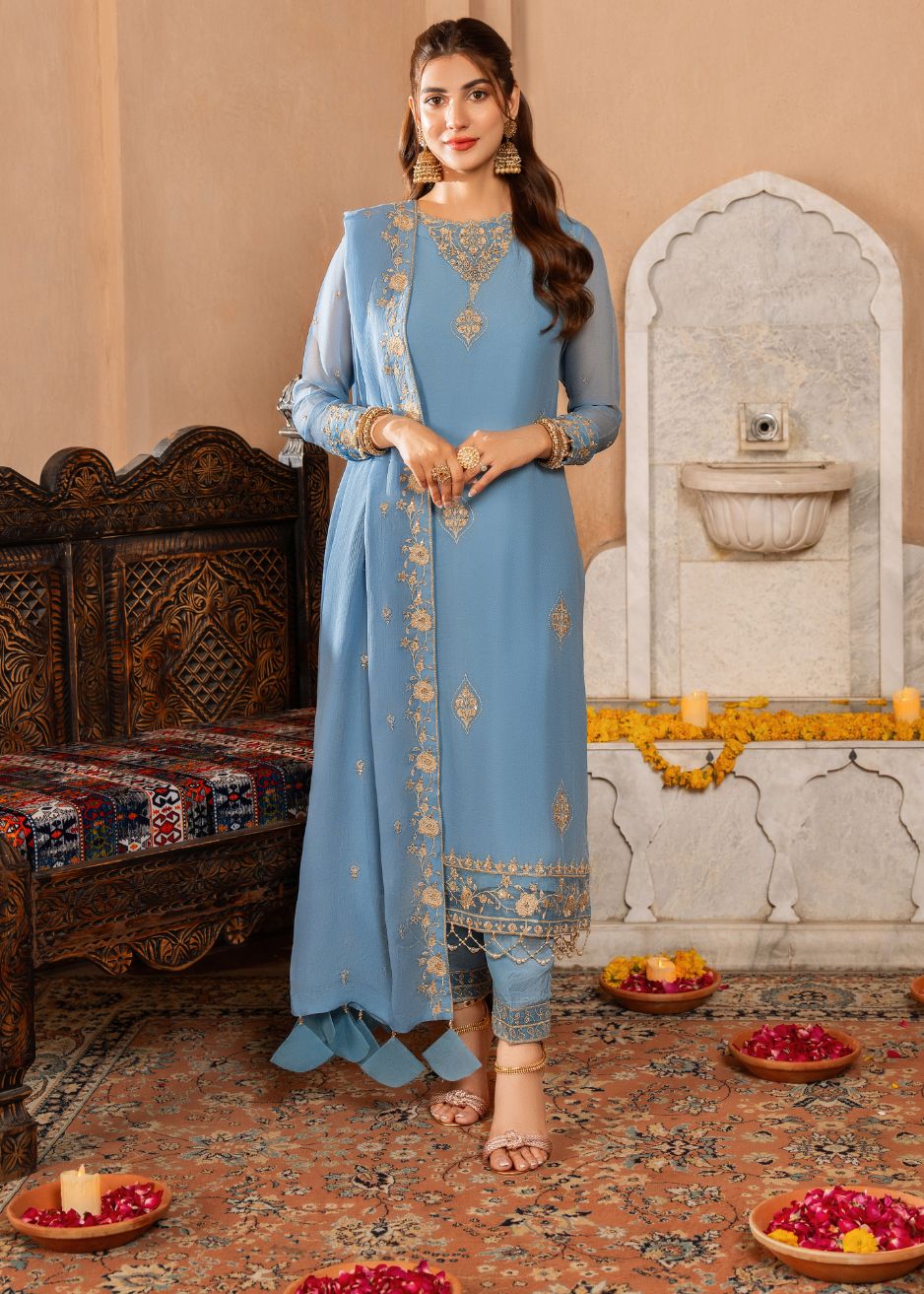 Shireen Lakdawala Embroidered Chiffon Suits Unstitched 3 Piece ST25SL SL-C-V10- Yasra