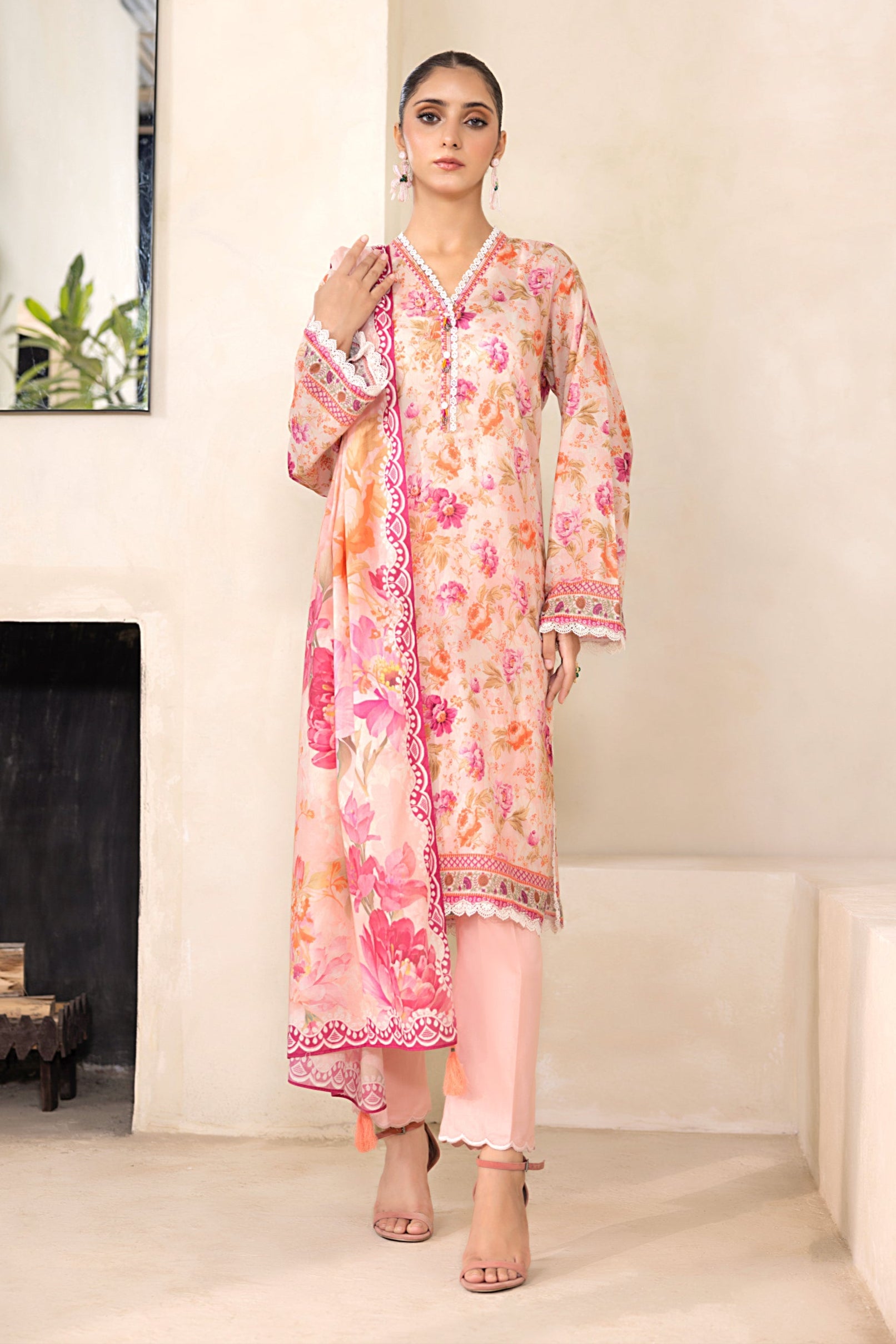 Lakhany - LSM Luxury Printed Lawn Unstitched 3 Piece Suit – LG-RL-0240 – Summer Collection