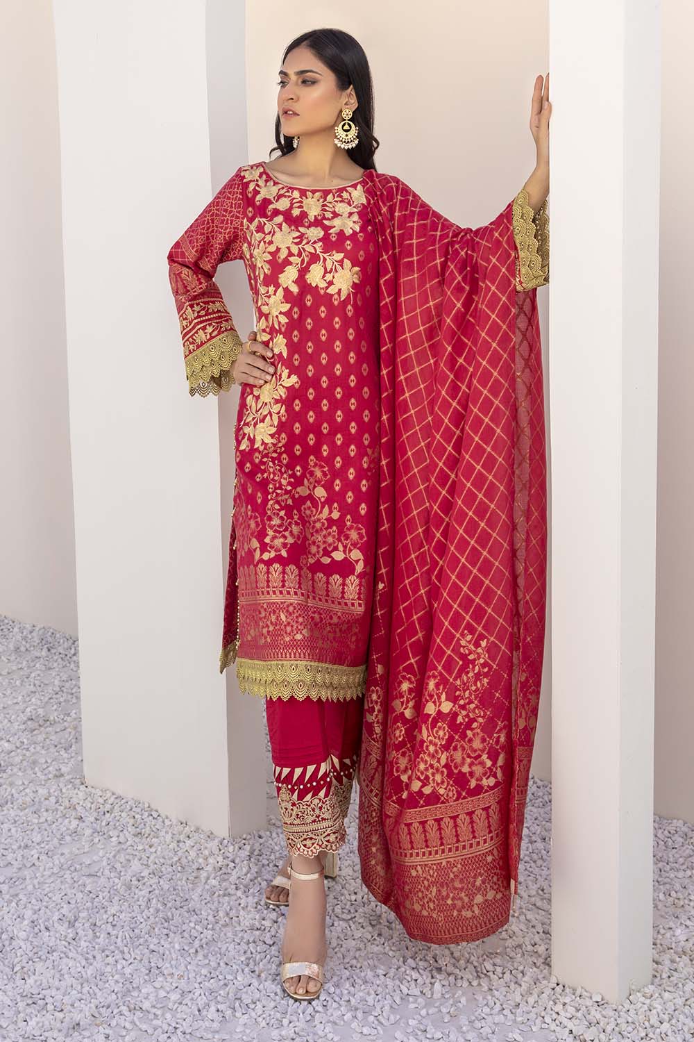 Azure Embroidered Cotton Unstitched 3 Piece Suit AZU21PF 12 Daisy - Festive Collection