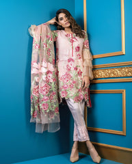 Satin Stitches by Al Dawood Textiles Pure Organza Suits Unstitched 3 Piece ADTF AD-01 (Pure Organza)- Formal Collection