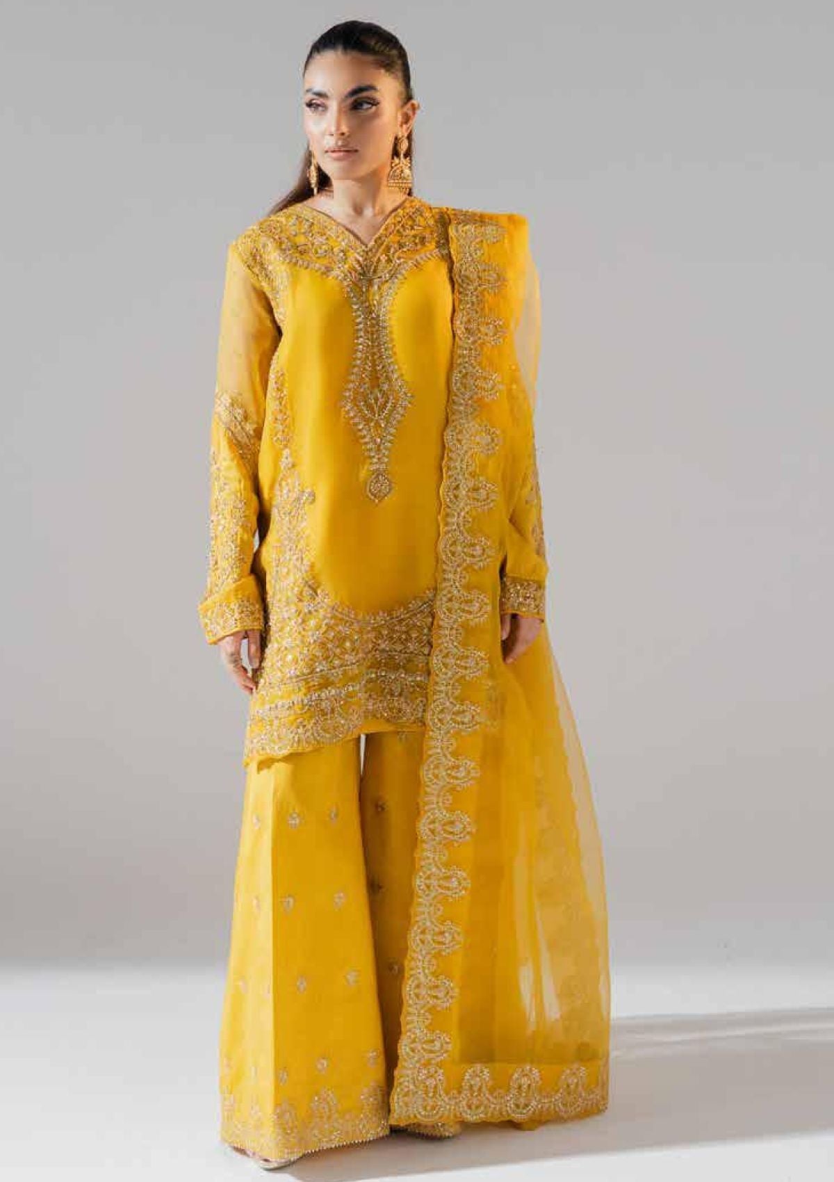 Maryum N Maria - Freesia Luxury Formals Embroidered Organza Unstitched 3 Piece FS-40023 - Abla - Formals Collection
