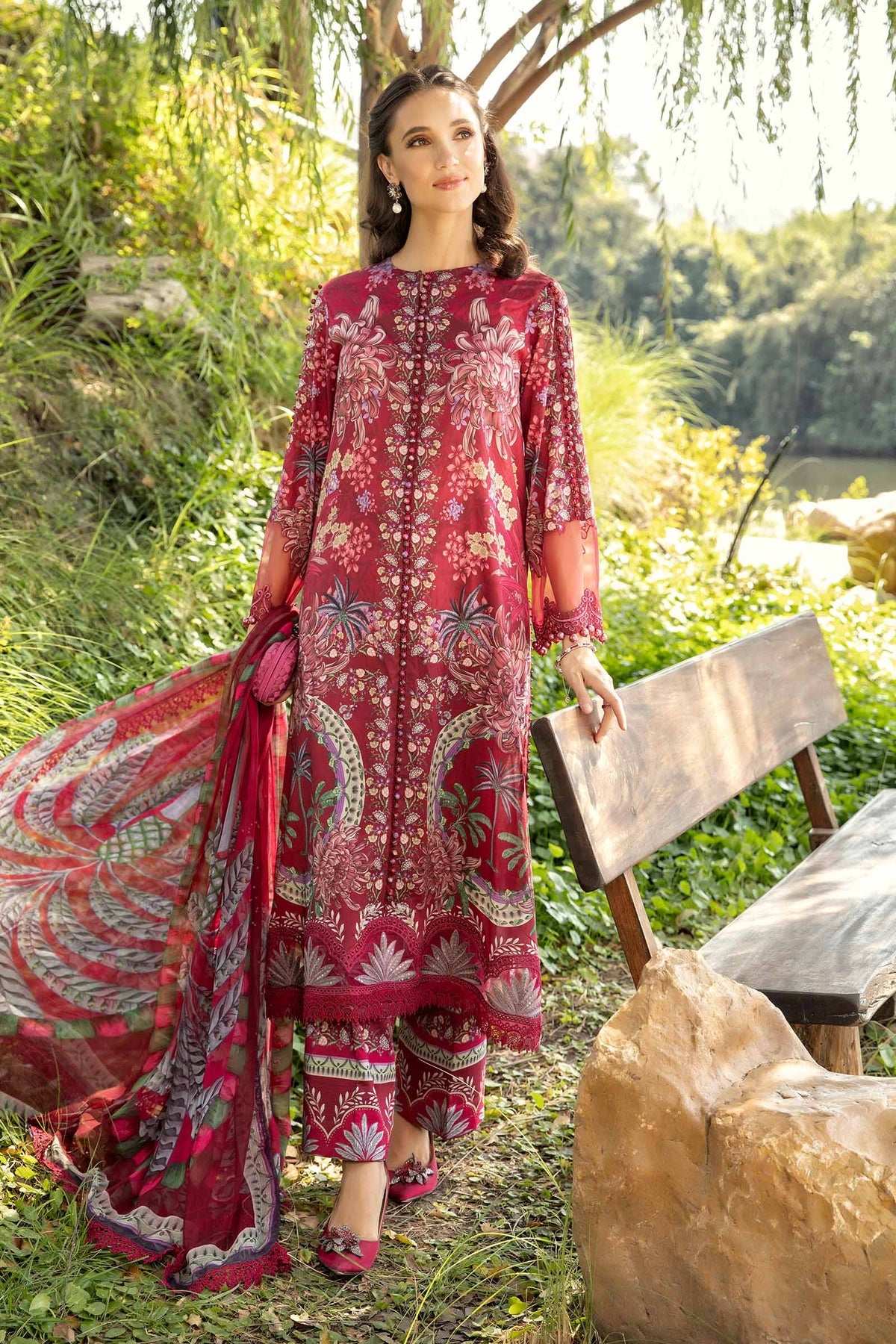 M Prints by Maria B Embroidered Suits Unstitched 3 Piece MB25MP 14B - Summer Collection