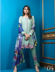 Satin Stitches by Al Dawood Textiles Pure Chiffon Suits Unstitched 3 Piece ADTF AD-04 (Pure Chiffon)- Formal Collection