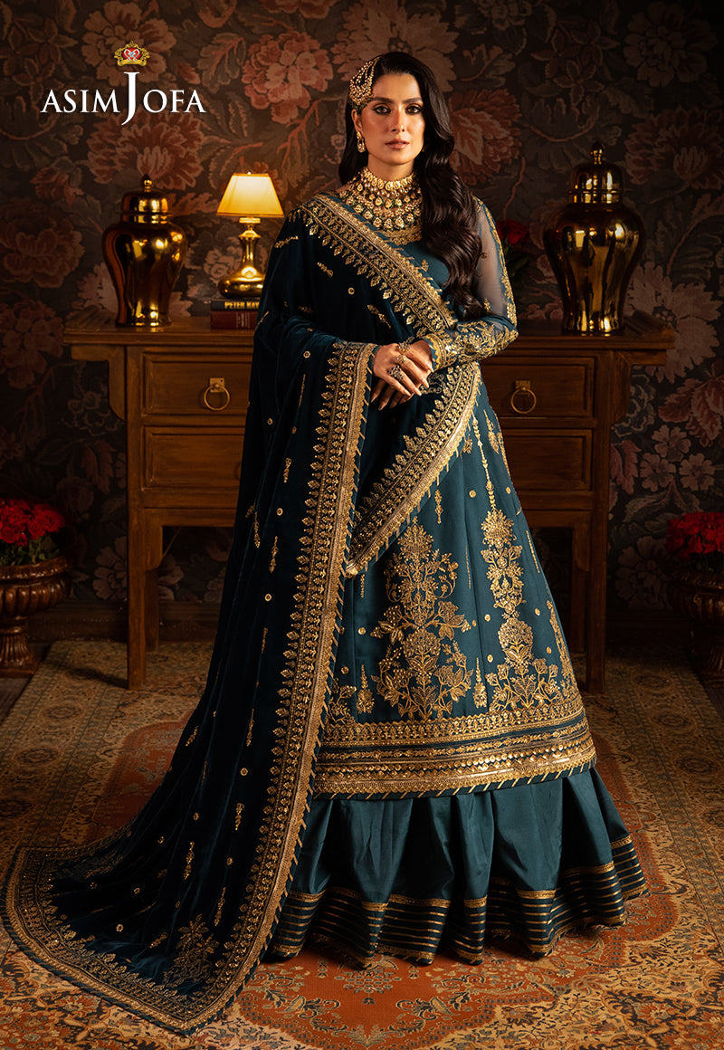 Makhmal By Asim Jofa Embroidered Chiffon Unstitched Suit 3 Piece AJ23MK AJMM-07 - Wedding Collection
