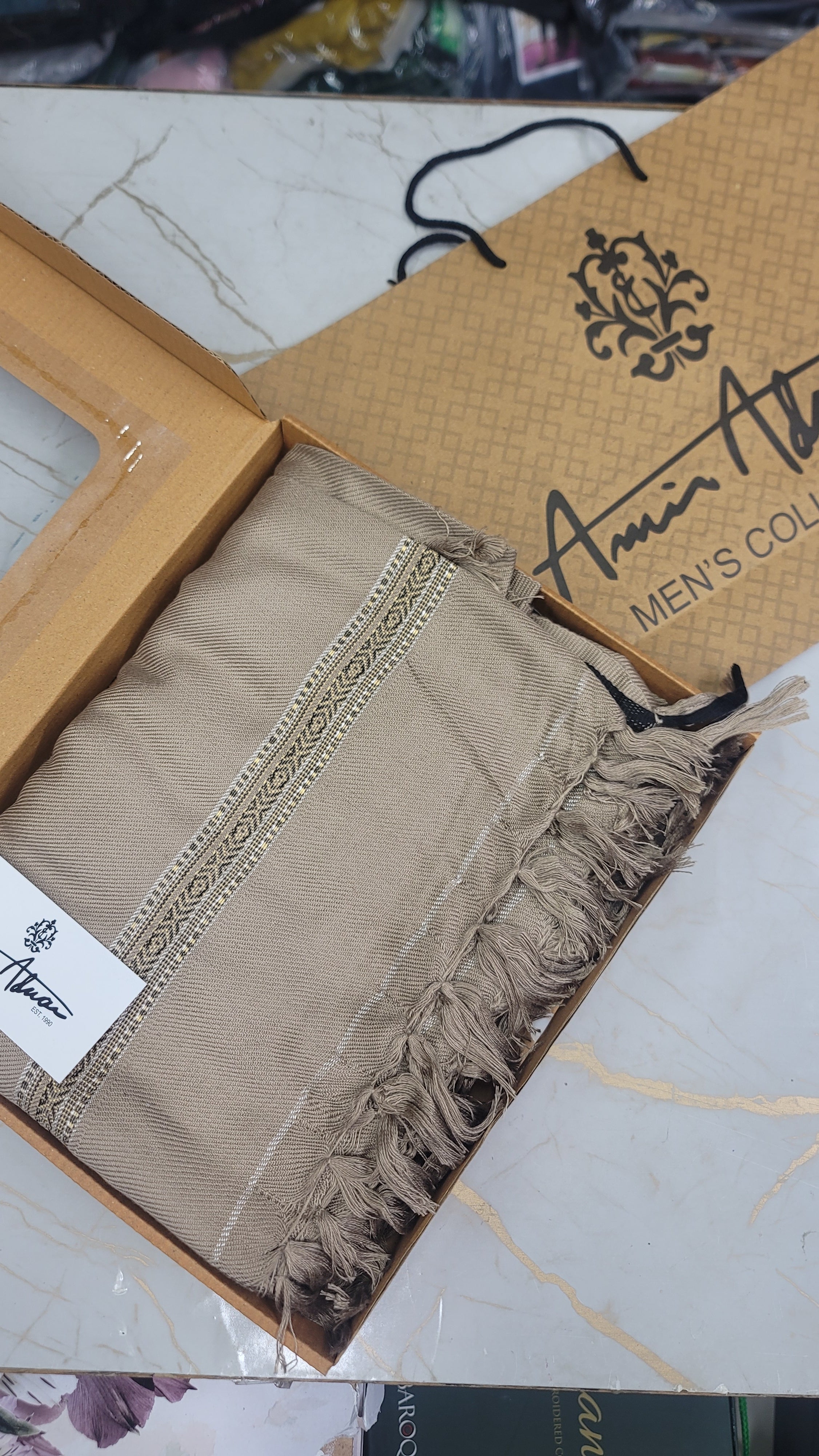 Amir Adnan's Traditional Woolen Shawl - FG-0001570-1000014-Coffee Latte