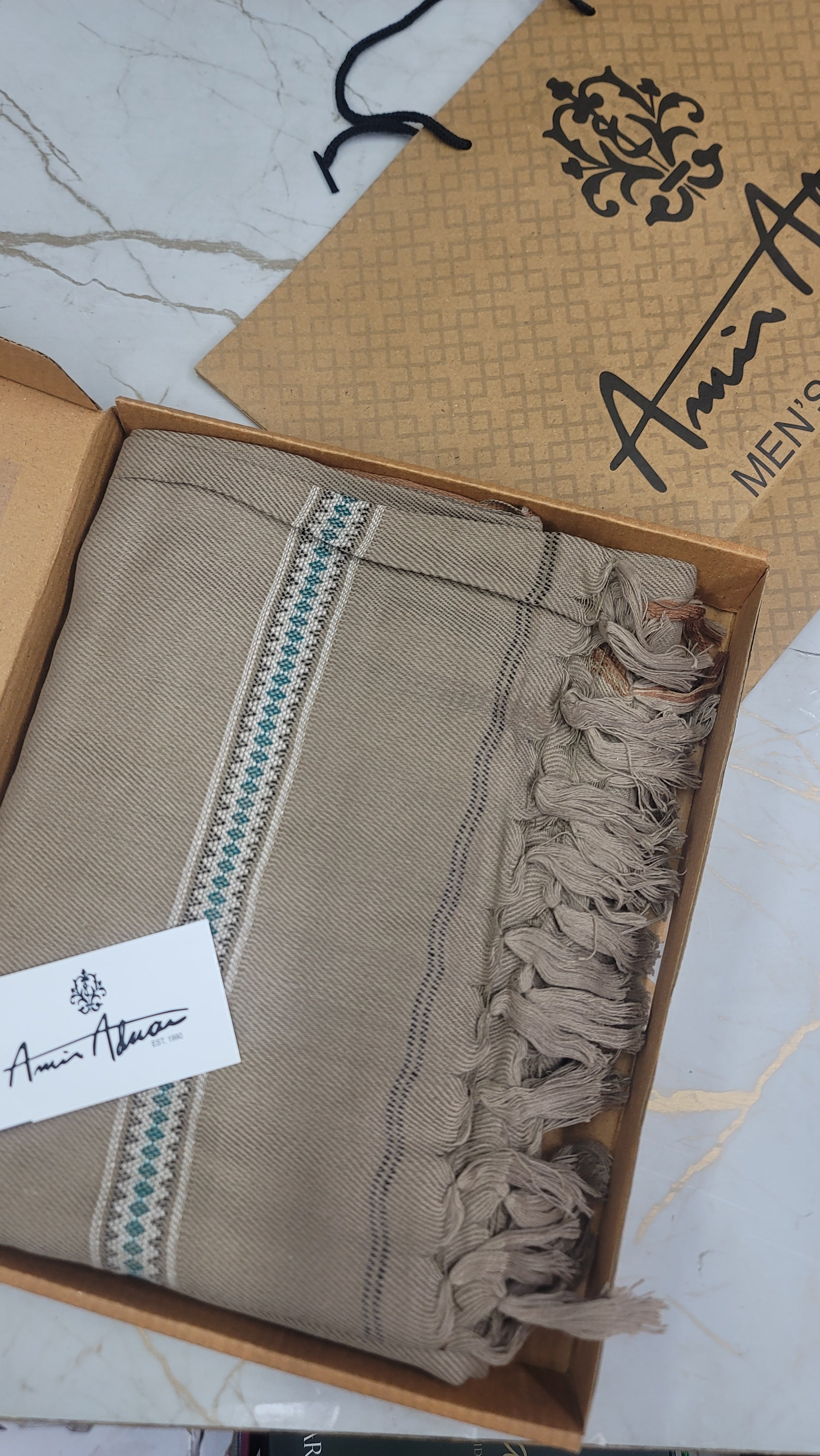 Amir Adnan's Traditional Woolen Shawl - FG-0001570-1000014-Beige