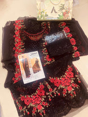 Mehfil by Adan's Libas Embroidered Chiffon Unstitched Saree -PUR NOOR-05