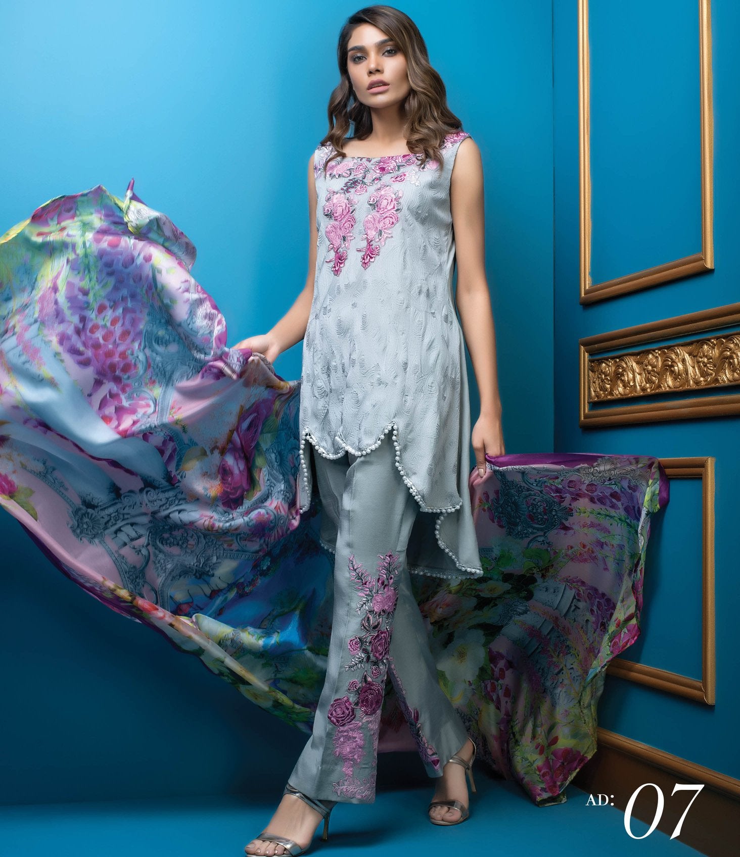 Satin Stitches by Al Dawood Textiles Pure Crape Suits Unstitched 3 Piece ADTF AD-07 (Pure Crape)- Formal Collection