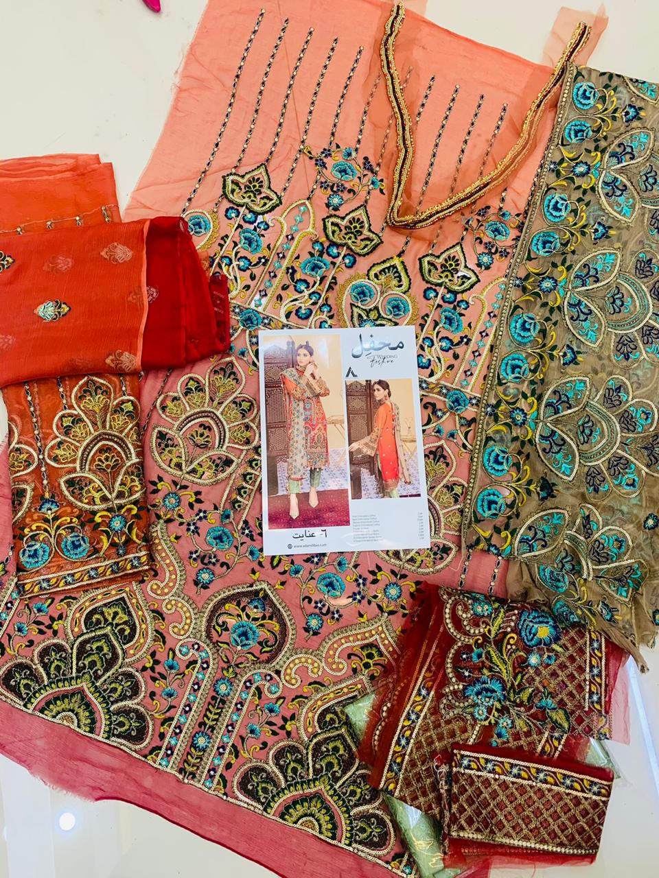 Mehfil by Adan's Libas Embroidered Chiffon Unstitched 3 Piece Suit AL20MW -ANAYAT- 06