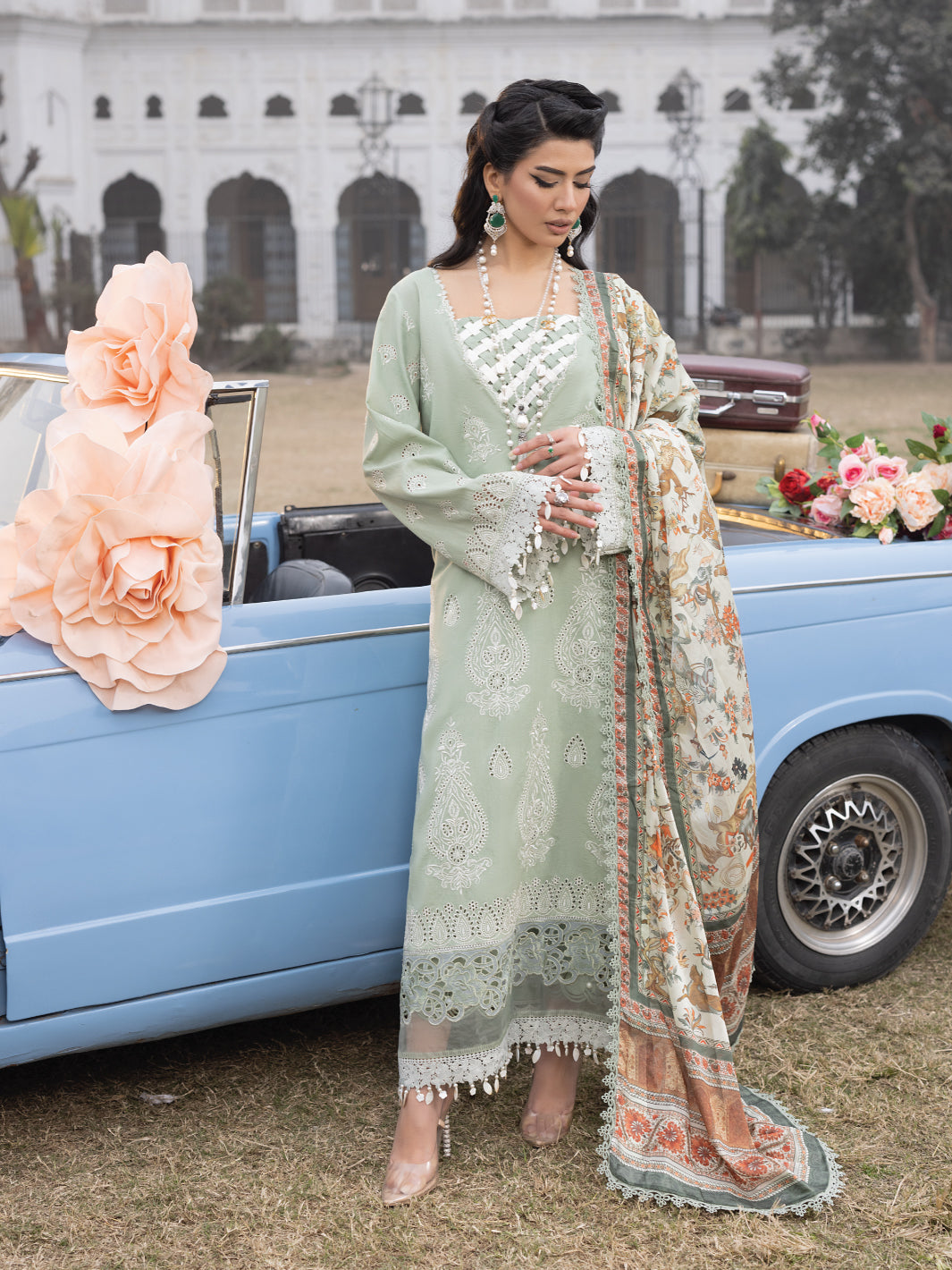 Maya By Faixa Faixal Embroidered Schiffli Suit Unstitched 3 Piece FFX24M Elena - Summer Collection
