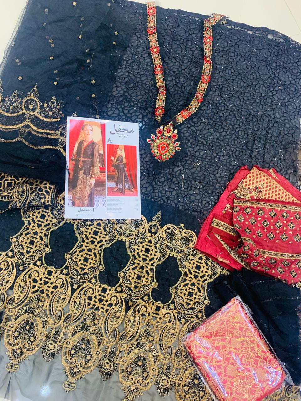Mehfil by Adan's Libas Embroidered Chiffon Unstitched 3 Piece Suit AL20MW -MAKHMAL- 02