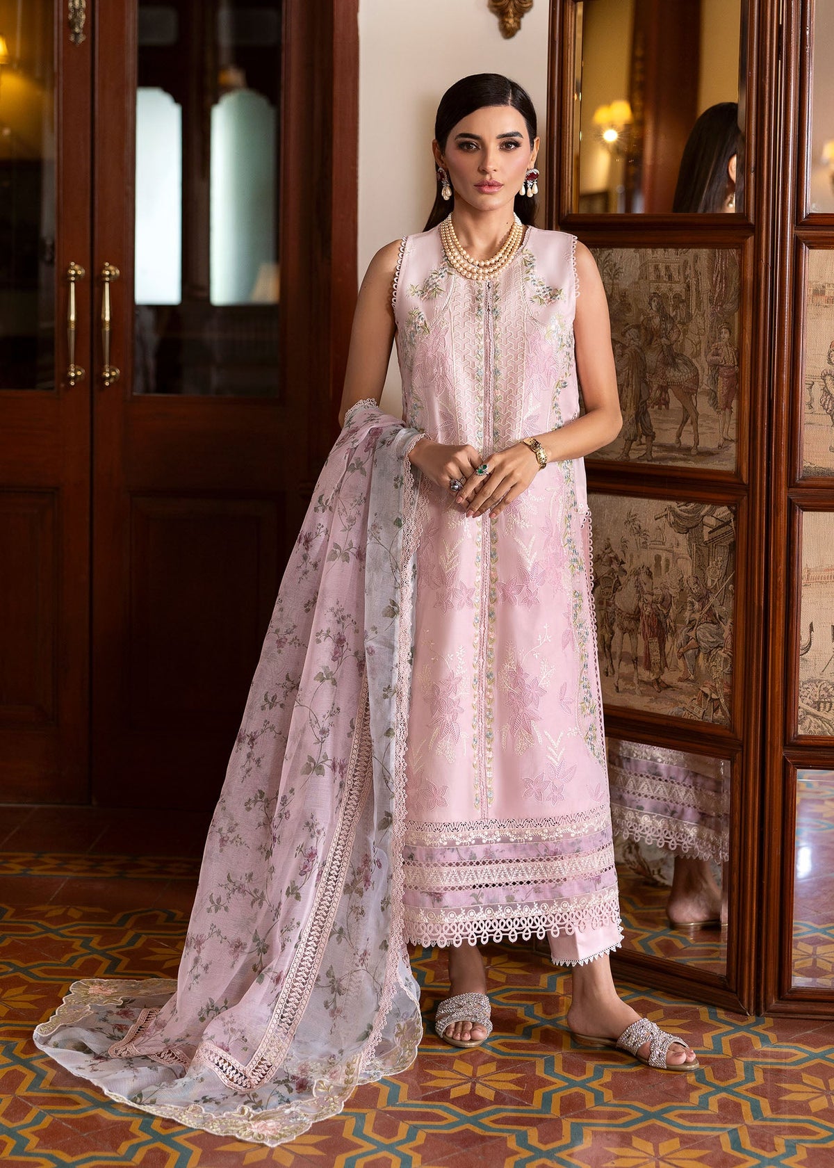 Saira Shakira Embroidered Lawn Suits Unstitched 3 Piece SSR25C CHLOE 3-A - Summer Collection