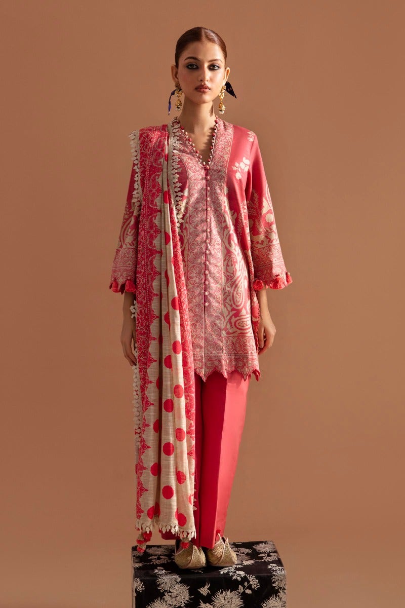 Sana Safinaz Embroidered Slub Suits Unstitched 3 Piece SS23MZ-V3 30A - Winter Collection-