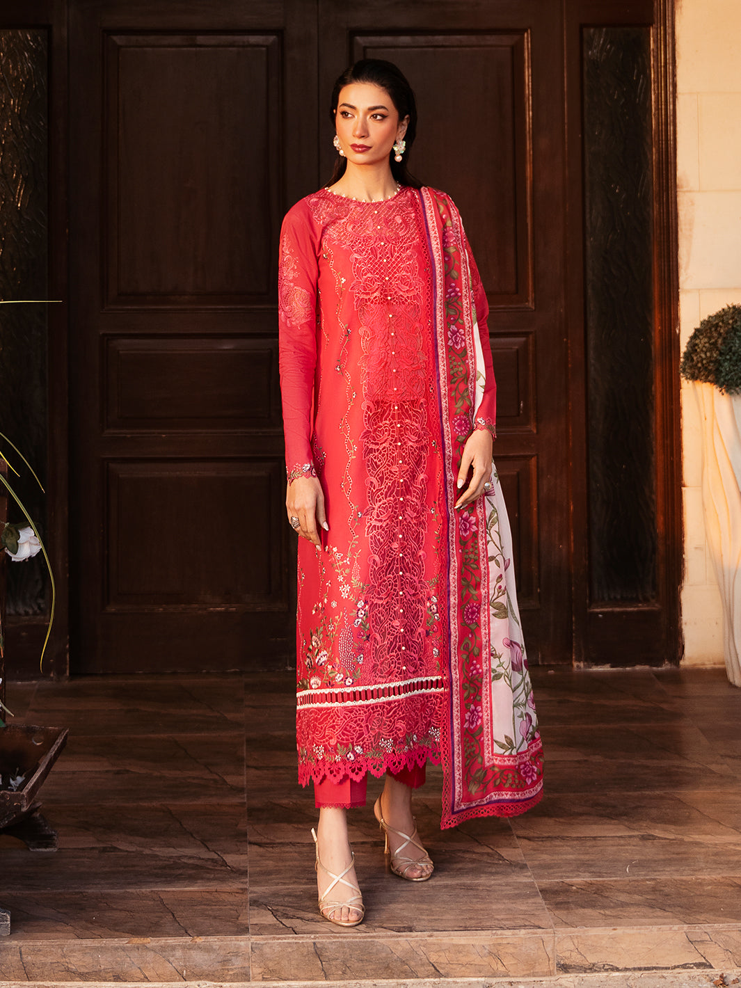 Bin Ilyas Luxury Embroidered Lawn Suits Unstitched 3 Piece BI25SE 314-A - Summer Collection
