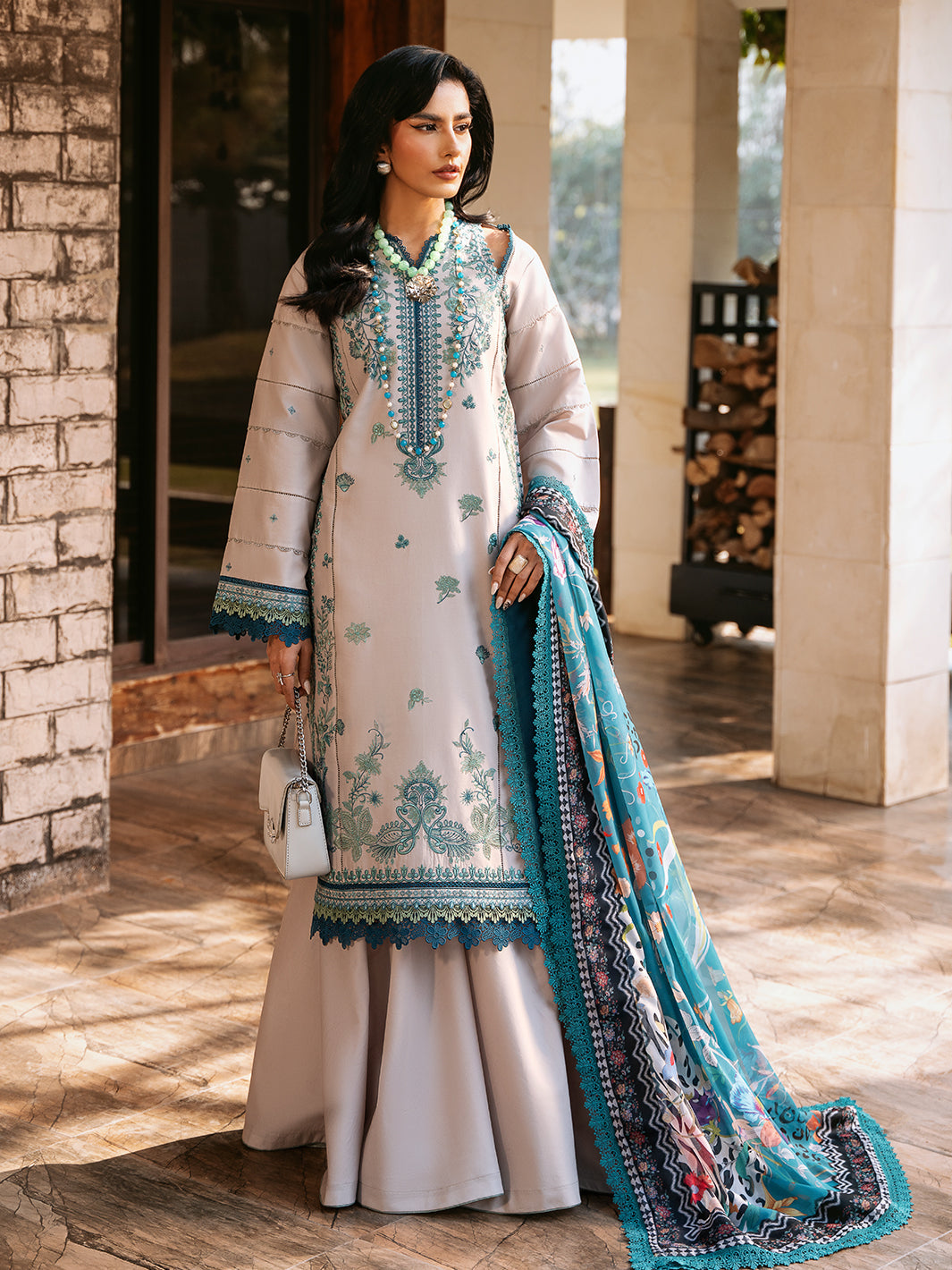 Bin Ilyas Luxury Embroidered Lawn Suits Unstitched 3 Piece BI25SE 317-B - Summer Collection