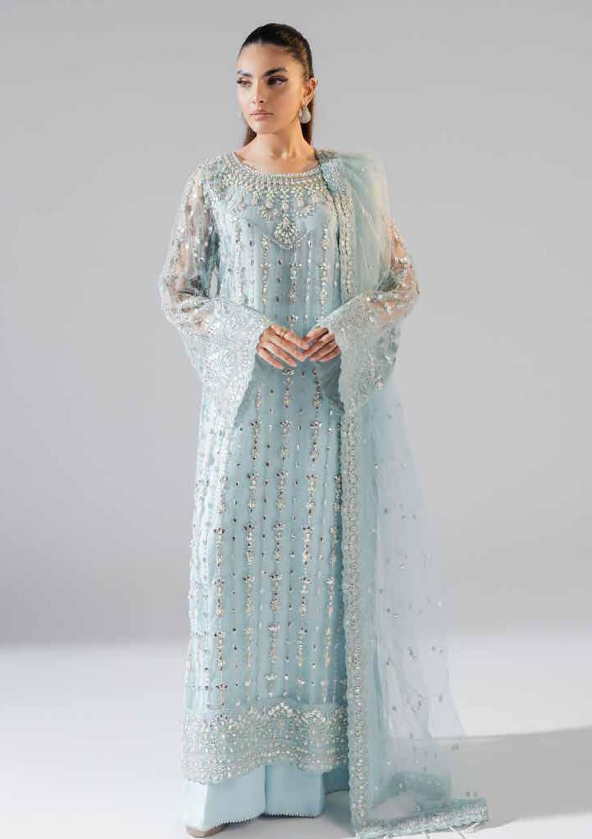 Maryum N Maria - Freesia Luxury Formals Embroidered Net Suit Unstitched 3 Piece FS-40026 - Nefertiti - Formals Collection
