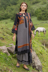 Charizma Combination Embroidered Linen Suits With Shawl - CCW4-01