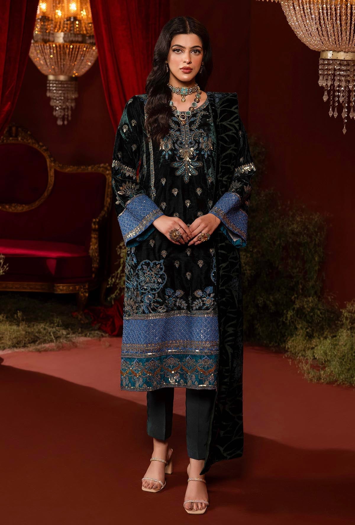 Adan Libas Luxury Velvet Palachi Embroidered - D-02