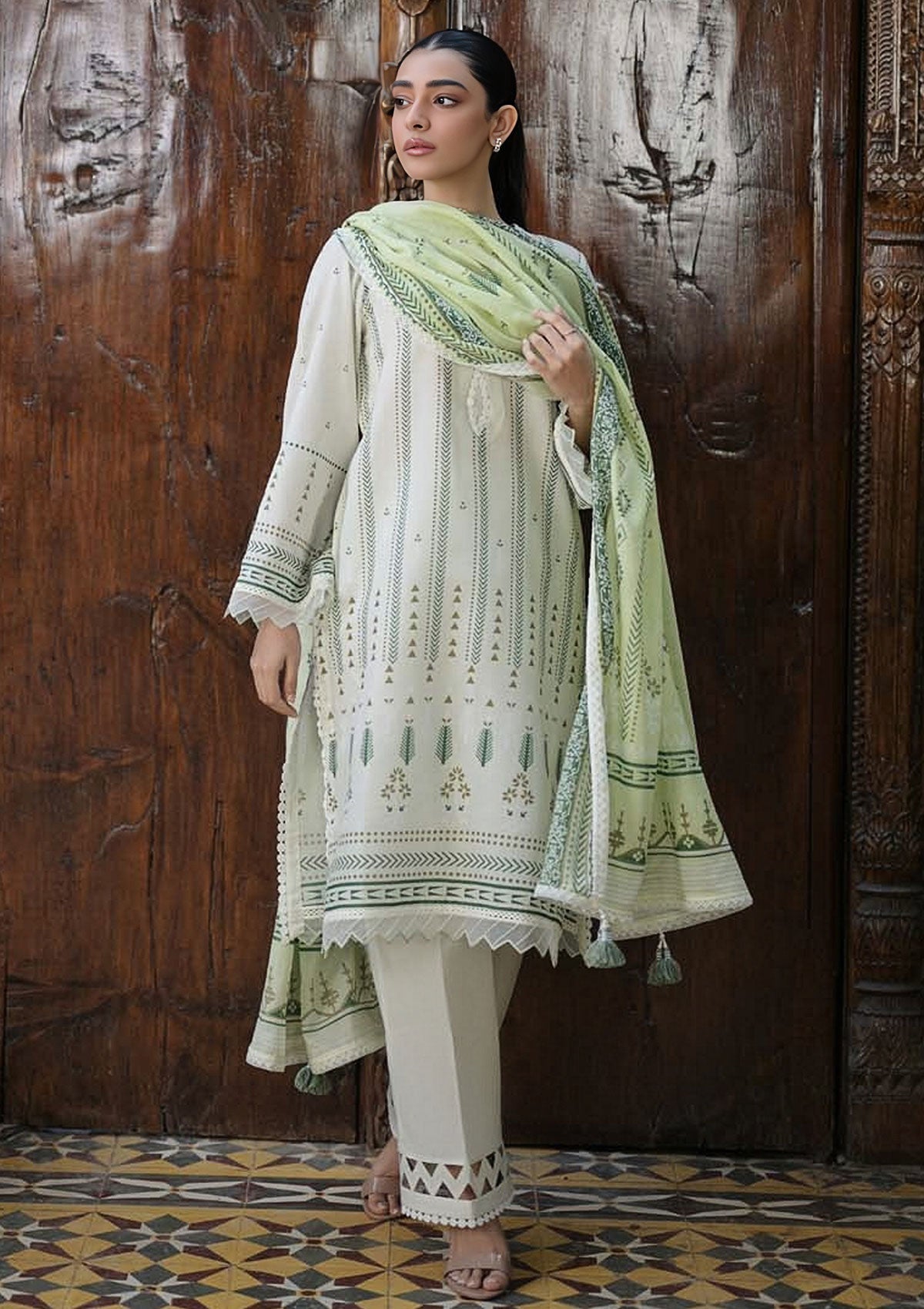 Sahar Monochrome Printed Lawn Suit Unstitched 3 Piece SHR24M S24-PL-V1-25 - Summer Collection