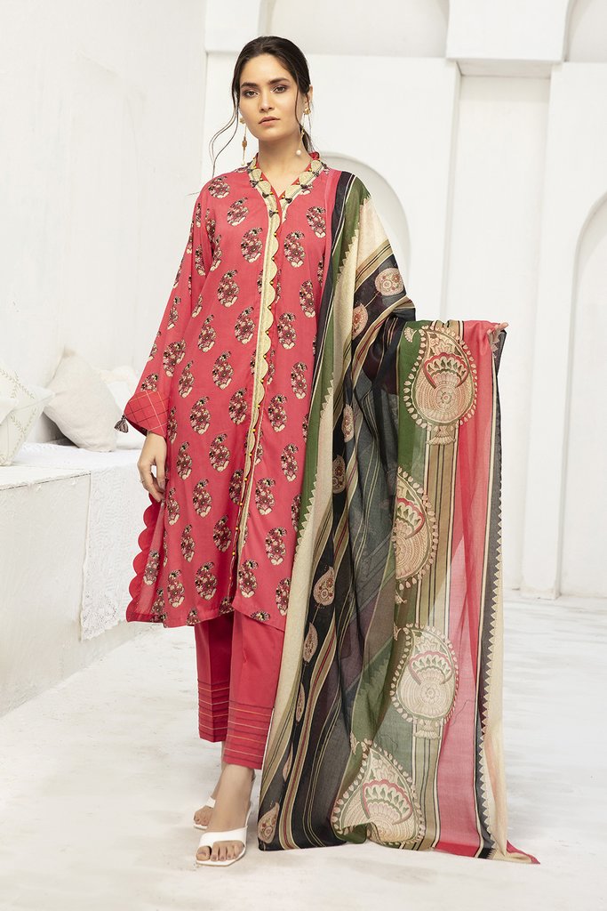 42001532-Gold Printed Modal, Voil & Cambric-3PC