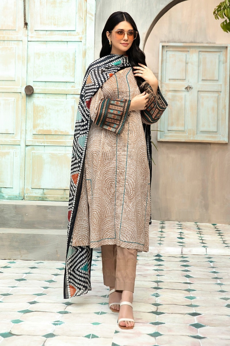 42001606-Embroidered Printed Super Fine Lawn & Voil -2PC