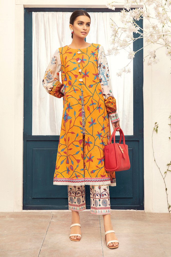 42101015-Printed Super Fine Lawn & Cambric-2PC