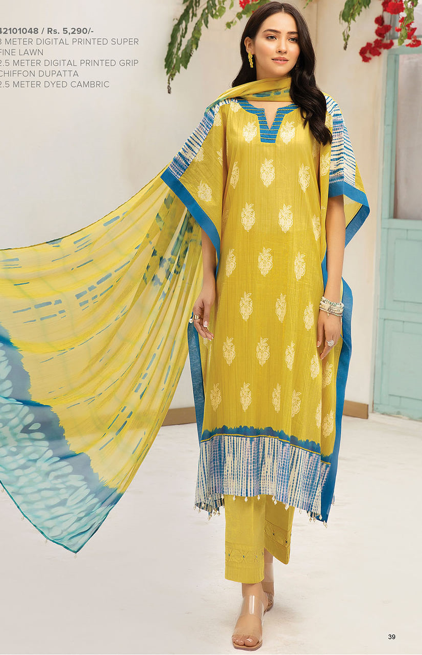 42101048-Digital Printed Super Fine Lawn, Grip Chiffon & Cambric-3PC