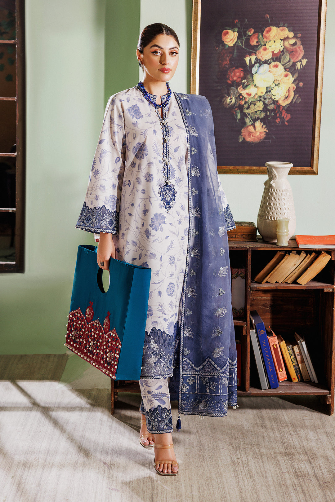 BQ- Alizeh Maahi Luxury Embroidered Lawn'24 - AF-EPL-7019-SHAM