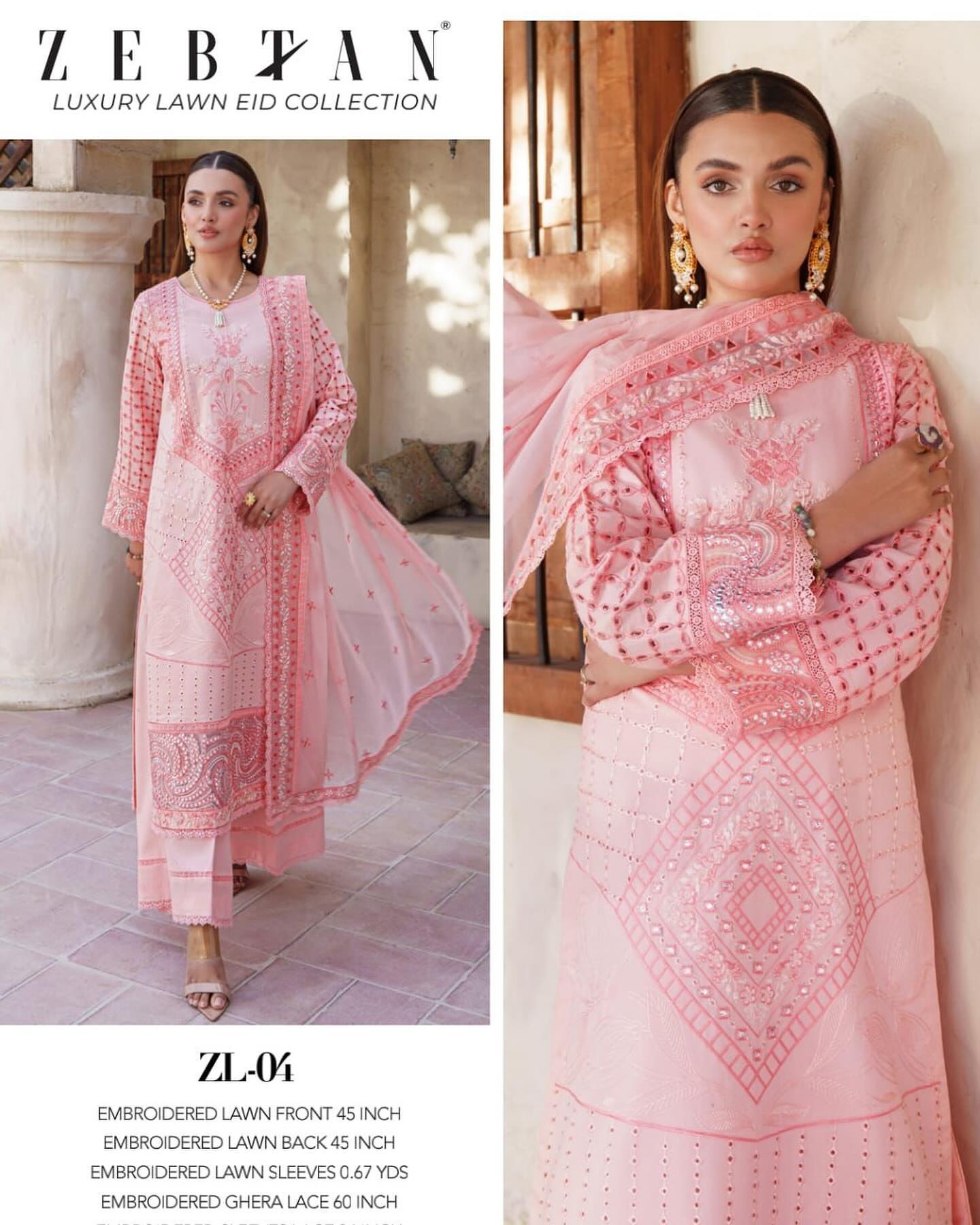 Zebtan - Zeenat Luxury Lawn Embroidered Collection - ZL-04