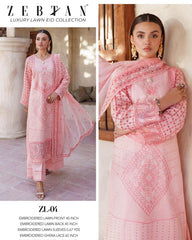 Zebtan - Zeenat Luxury Lawn Embroidered Collection - ZL-04
