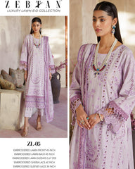 Zebtan - Zeenat Luxury Lawn Embroidered Collection - ZL-05