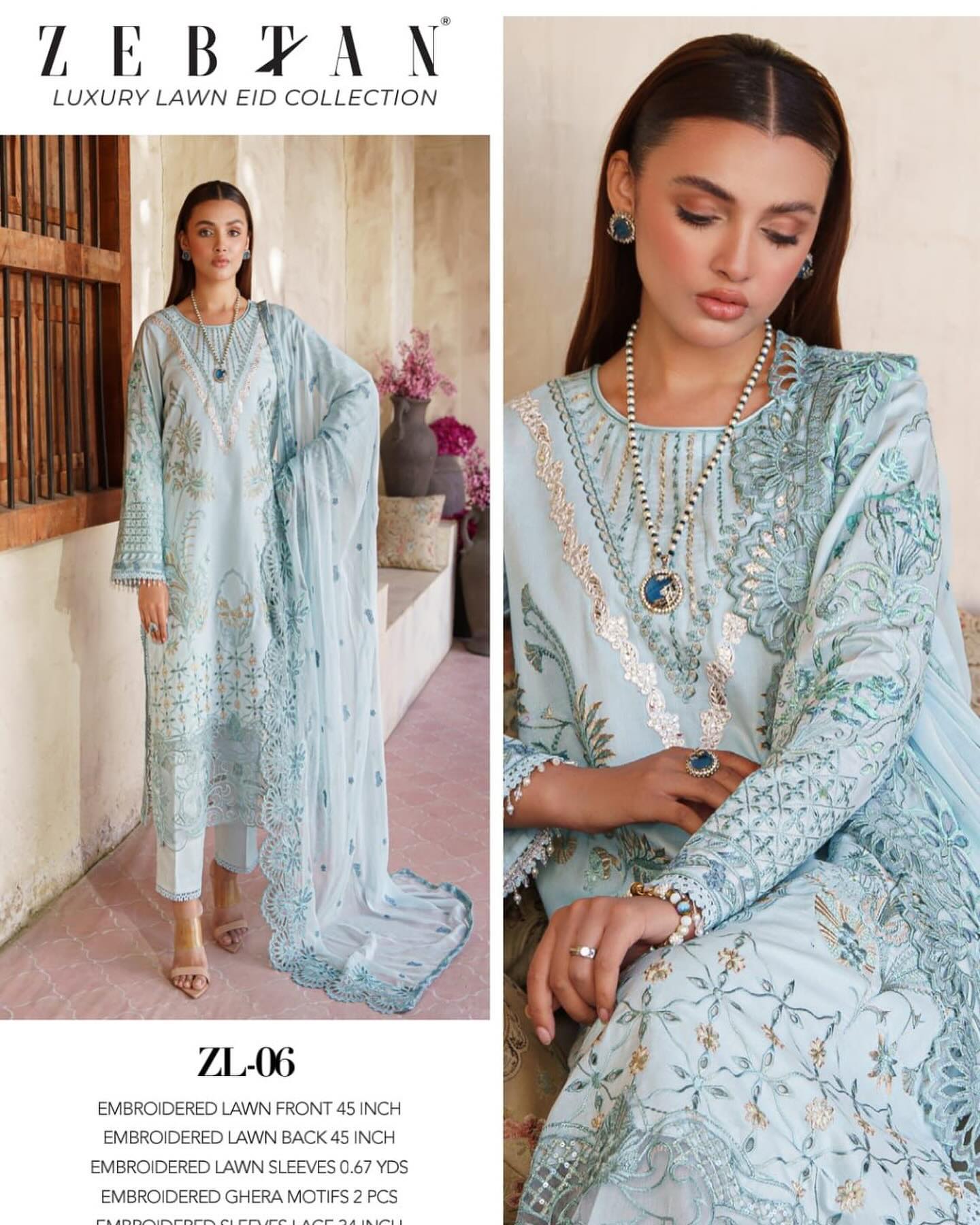 Zebtan - Zeenat Luxury Lawn Embroidered Collection - ZL-06