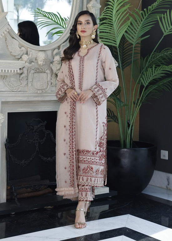 Merakish By Shahzeb Textiles Embroidered Khaddi Suits Unstitched 3 Piece ST22MK MR-C-V1-D9 - Old Rose