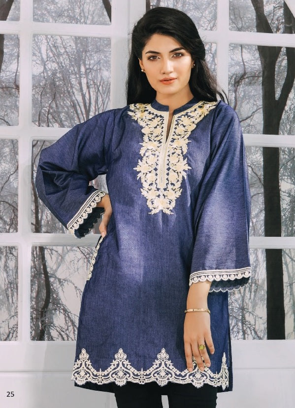Al-Zohab Denim Embroidered Exclusive Shirts - D-02