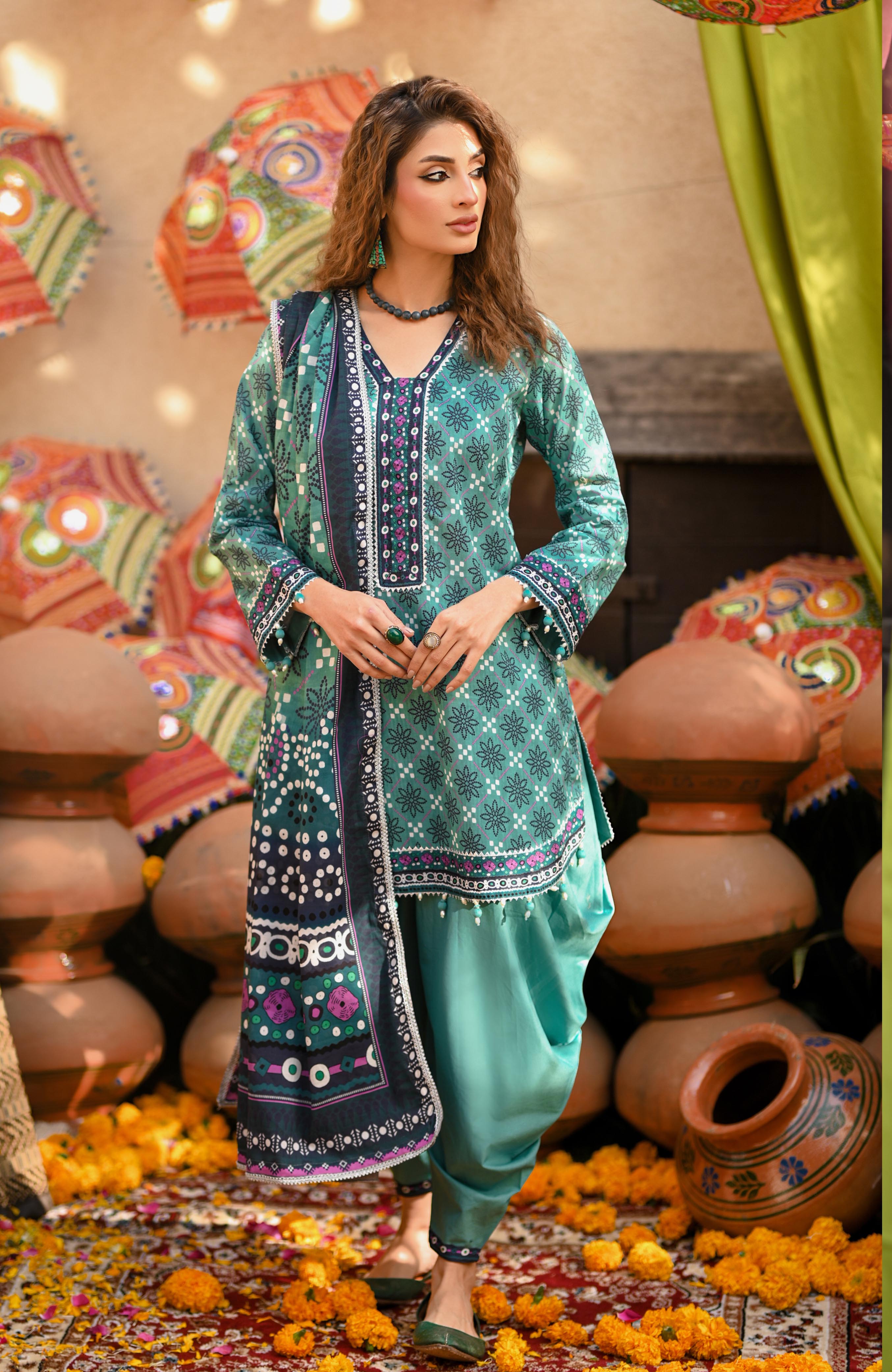 Monsoon Chunri By Al Zohaib Printed Lawn Suit Unstitched 3 Piece MSH-25-06 - Summer Collection