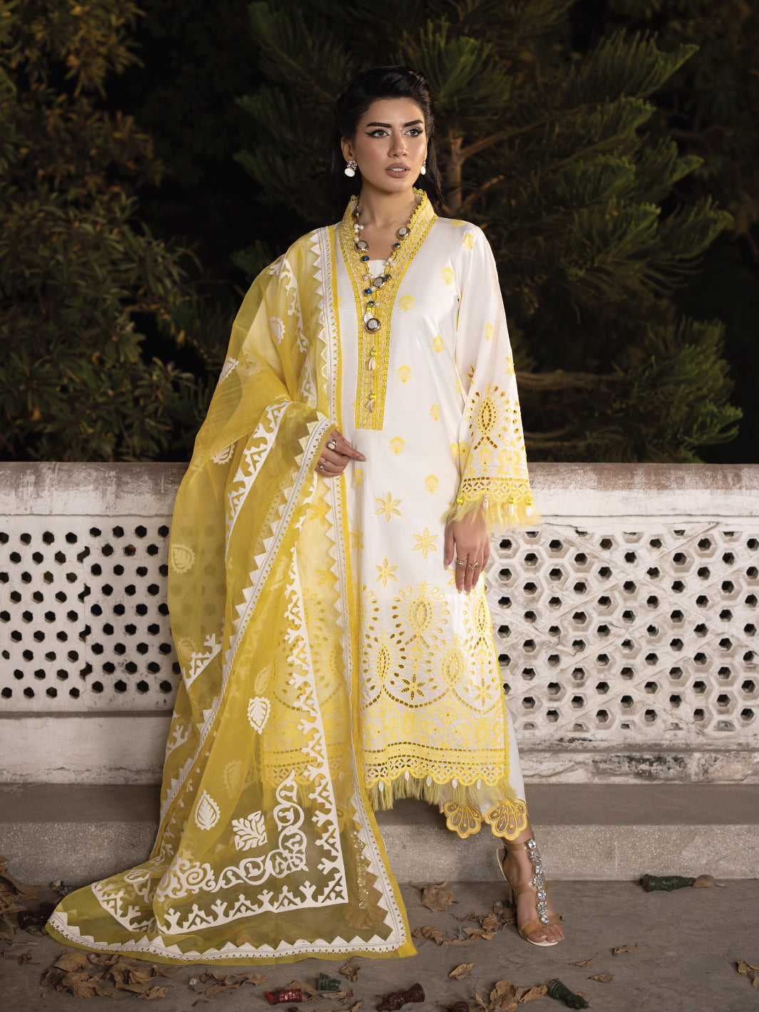 Maya By Faixa Faixal Embroidered Schiffli Suit Unstitched 3 Piece FFX24M Ceren - Summer Collection