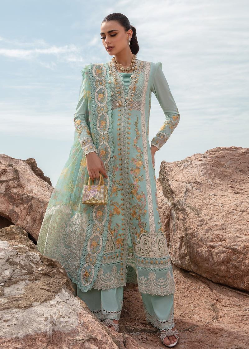 Saira Shakira Embroidered Lawn Suits Unstitched 3 Piece SSR24C Doves Song-Opel